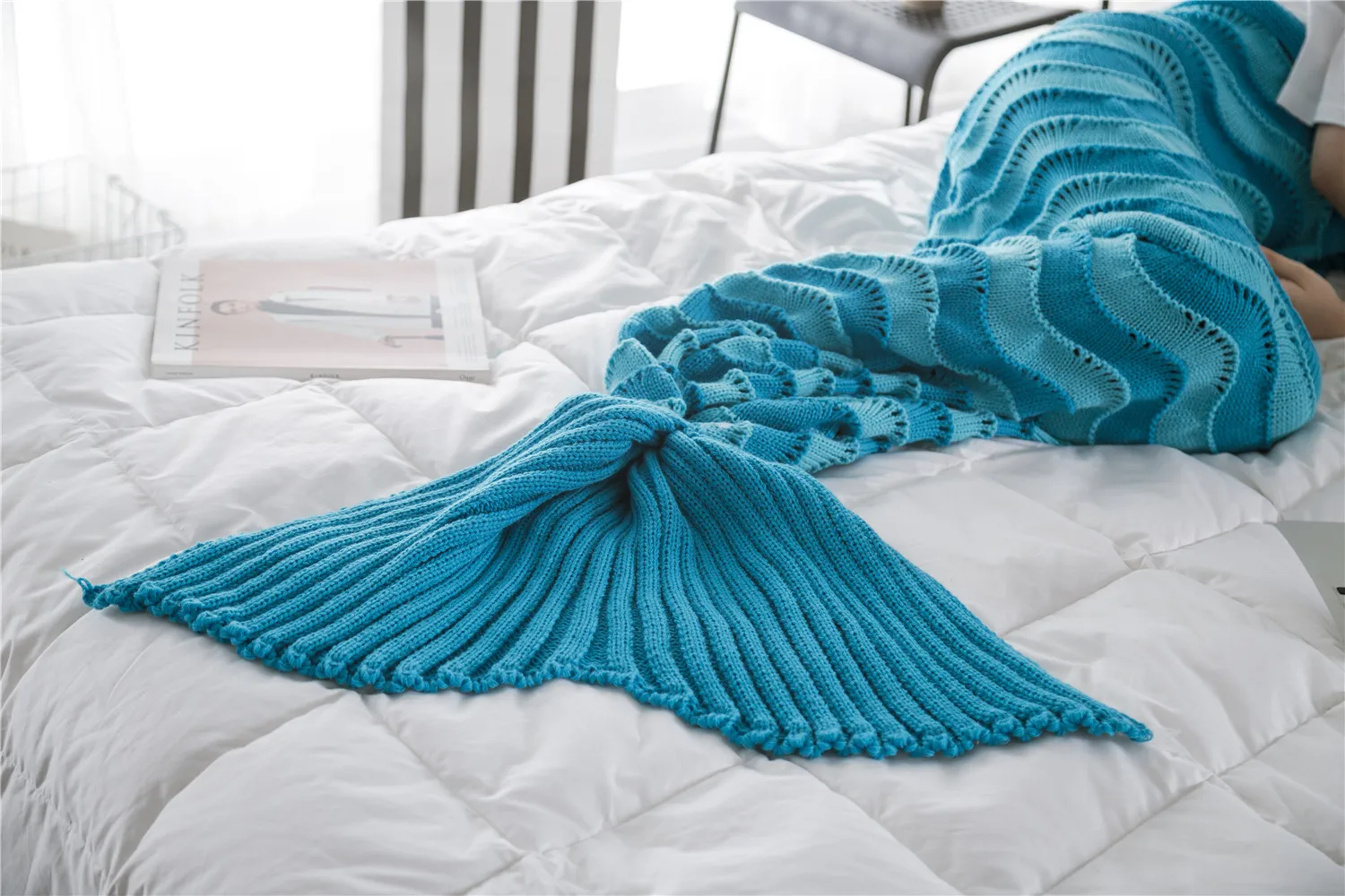 Bl Creative Gift Knit Womens Girls Crochet   Adult Knitted Mermaid  100% Acrylic Throw Babi Blanket factory