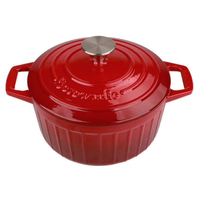 Mu Traditional Soup Cooking Pot Enameled Cast Iron Dutch Oven Pot With