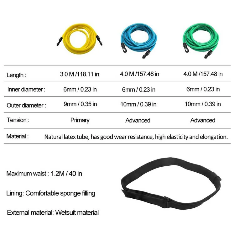 Blx Adjustable 3m 4m Ultimate Training Belts Bungee Cords Swim