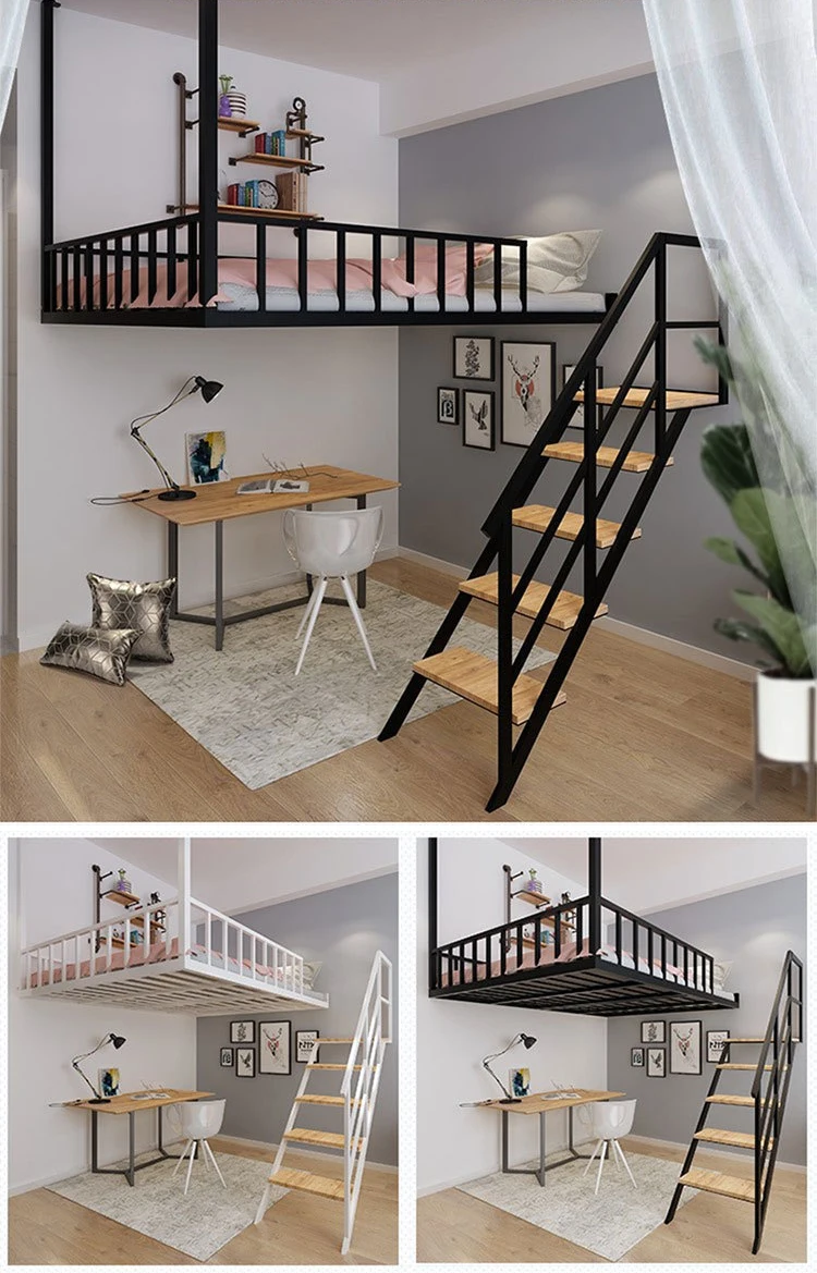 Nordic Home Bedroom Small Family Loft Hotel Iron Bed Frame Single Apartment b&B Custom-Made Iron Bed Frame