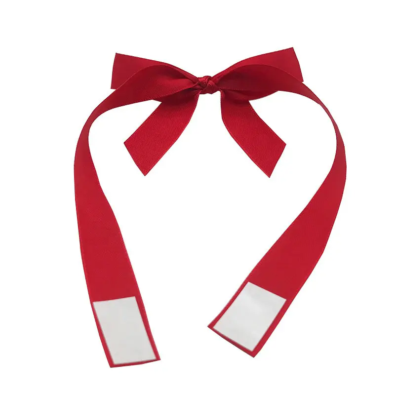 Hot Sale Red Satin Ribbon Packing Bow Christmas Ribbon Bow With Elastic