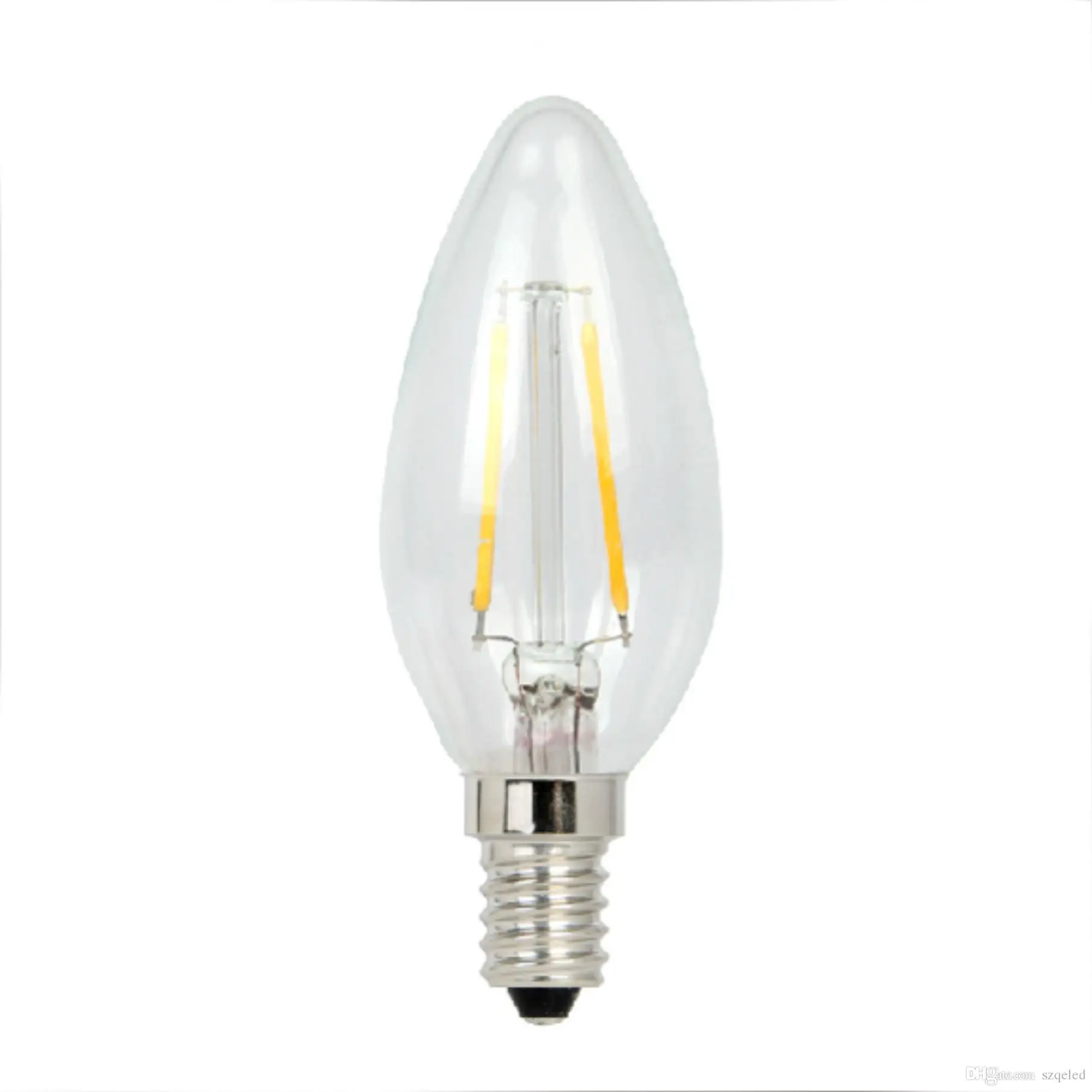 C35 LED filament bulb dimmable E26 E27 B22 Base 110-240v vintage candle cage clear&gold glass decorate bulb for holiday