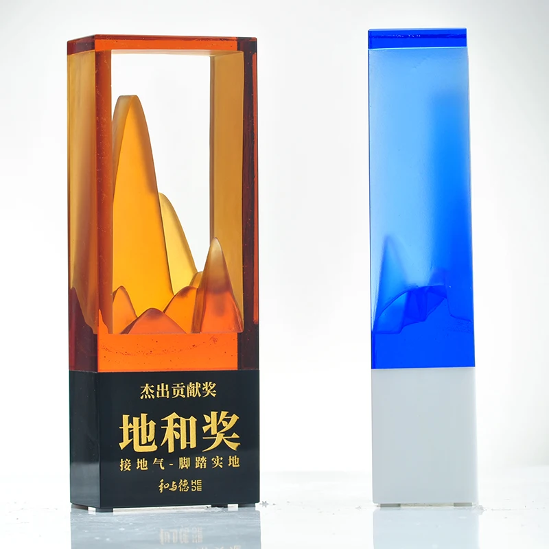 Wholesale K9 Crystal Star Award Trophy Customizable Logo Colored Glaze Cube Shaped Glass Decorative Gift for Souvenir details