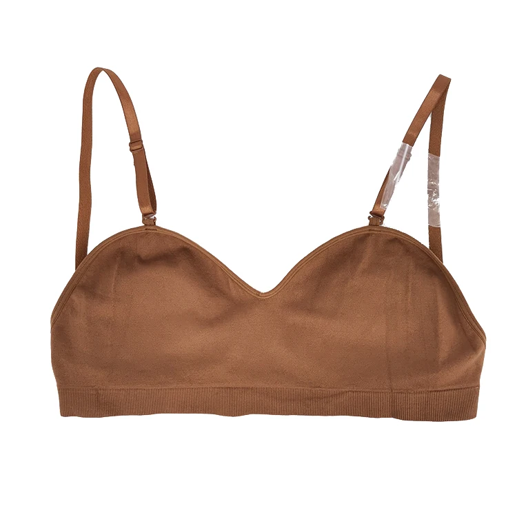 Factory Adjustable Clear Back Strap Bra Beige Seamless Ballet Dance Bra