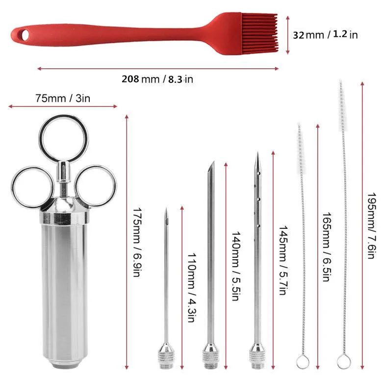 stainless steel marinade injector syringe