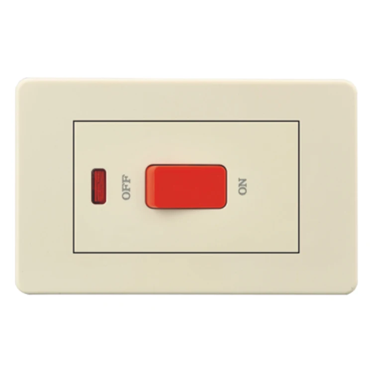 US Standard White Switch and Socket 220v Cooker Switch Design 1 Gang Smart Push Button No Netral Wall Switch With Indicator