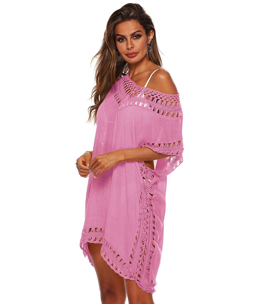 Amazon Women Sexy Hollow Out Vestidos De Playa Crochet Dress Cover Up ...