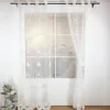 Embroidery Oriental Sheer Tulle Curtains Fabric For Living Room Window