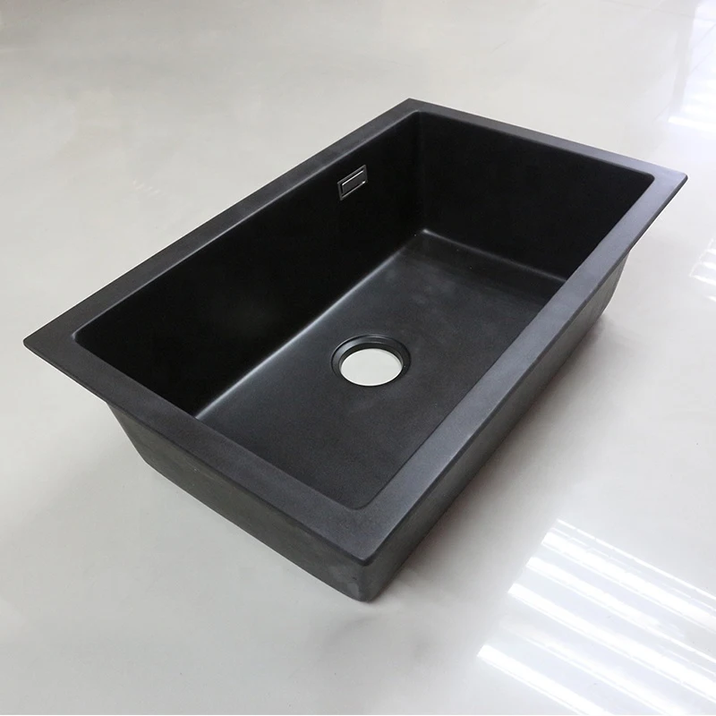 Künstliche Marmor Quarz Stein Schwarz Küche Doppel Waschbecken - Buy