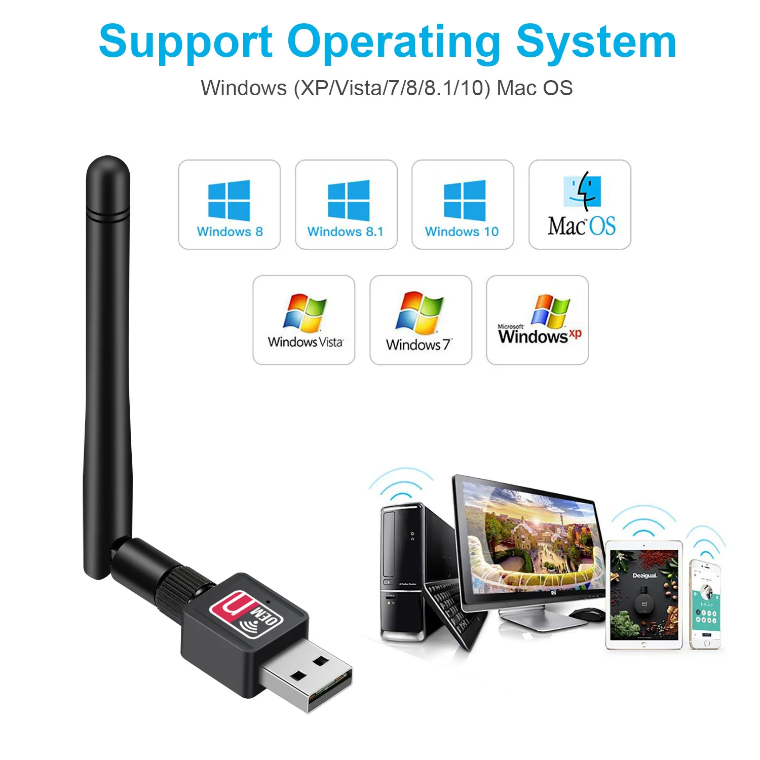 600mbps wireless usb adapter wifi internet dongle for windows 7 8 10 & mac os