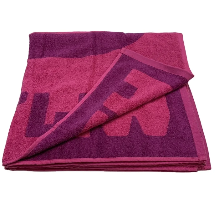 Jacquard Weaved Logo Beach Towels Woven Bath Towels Custom Dyed Yarn ...