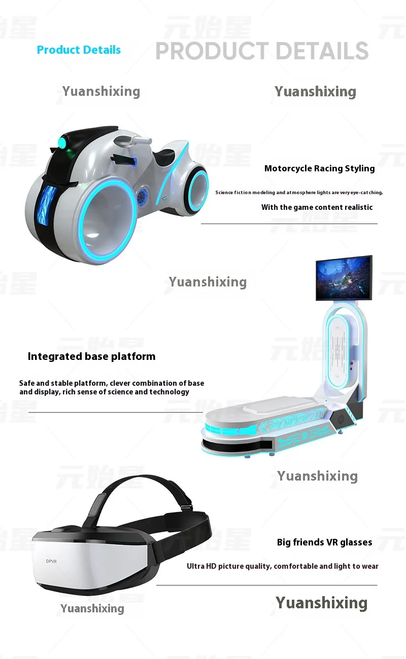 Commercial Full Set Indoor Sensory Simulation Racing Simulator Motorcycles VR Thunder Arcade for Shopping Mall Experience