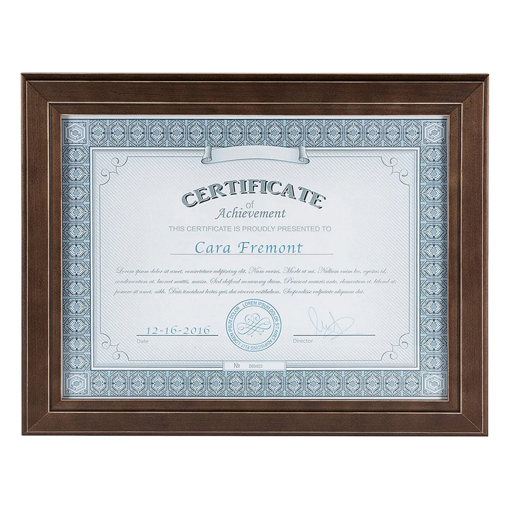 Solid Wood Distressed Espresso Brown 8.5x11 Certificate Frame