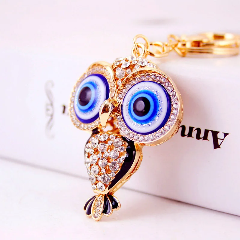 Owl Keychain Crystal Rhinestone Keyring Pendant Bag Key Ring Chain Gift Eyef HK 