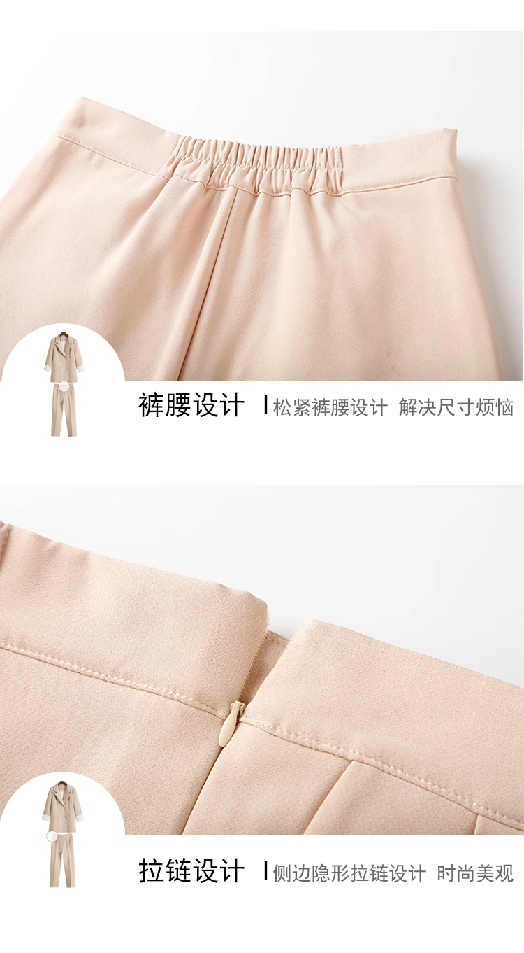 Office Lady  Fashion Women's Solid Pant Suits Long Sleeve Double Breasted Top Zipper Pockets Pants S90917B