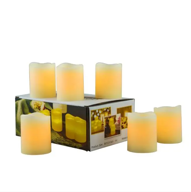 Electronic fiber-optic flameless led tea light candle set 6 pcs amazon wax candle lamp set