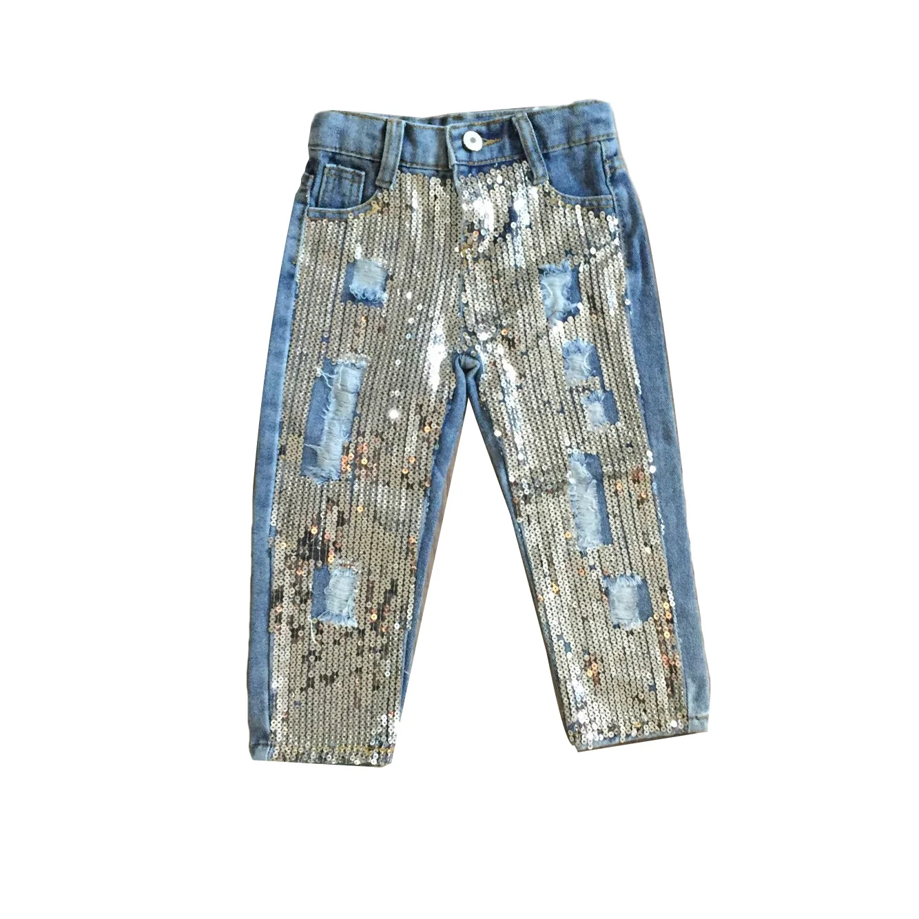 

Girls Clothing Casual Jeans Pants,2 Pieces, Slivery/blue