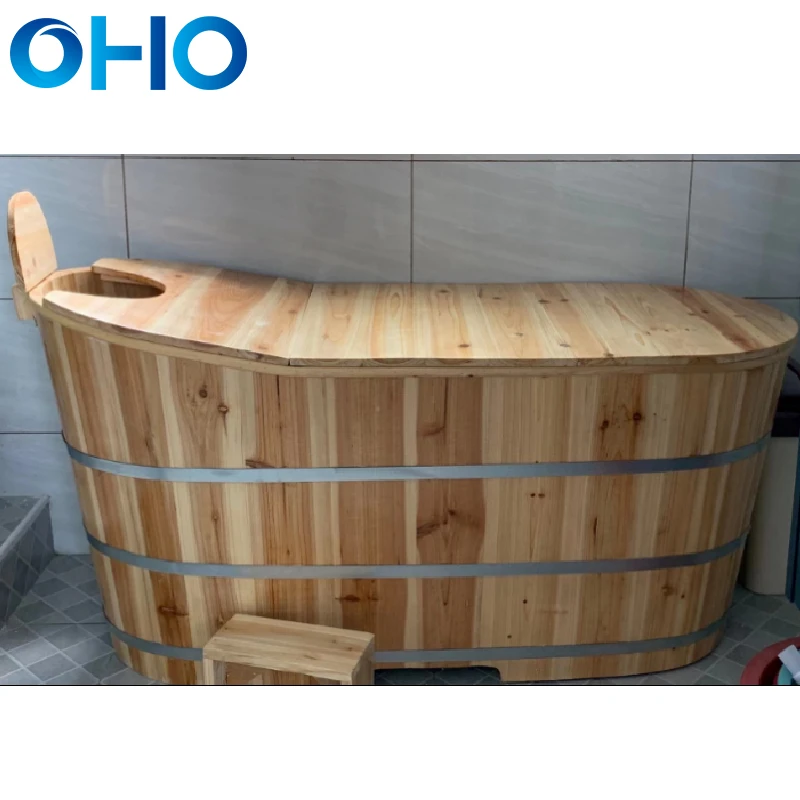 Wholesale Custom Wooden Ice Bath Tub Soaking Wooden Bathtub With