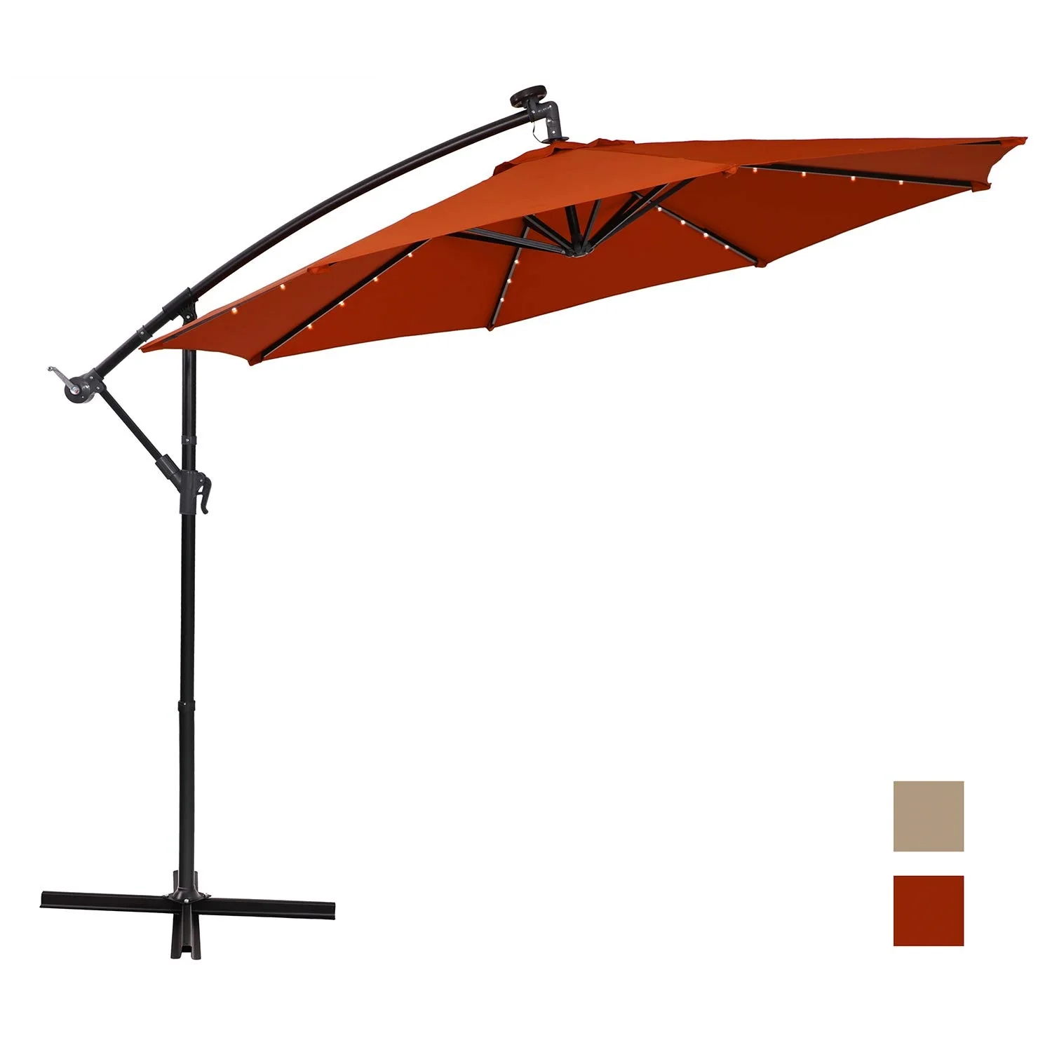 Outdoor 10ft Patio Umbrella Solar Led Cantilever Offset Hanging Umbrellas With Cross Base Buy Solar Led Umbrella Solar Umbrella Solar Charger Umbrella Product On Alibaba Com