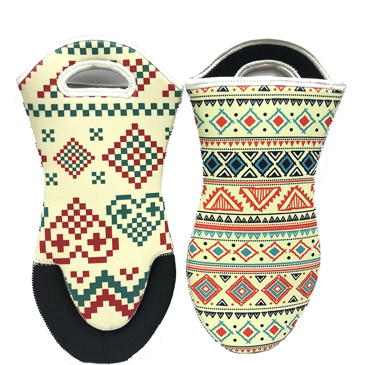 
Cotton printing home kitchen hands protection gloves heat resistant microwave oven mitt and neoprene glove 