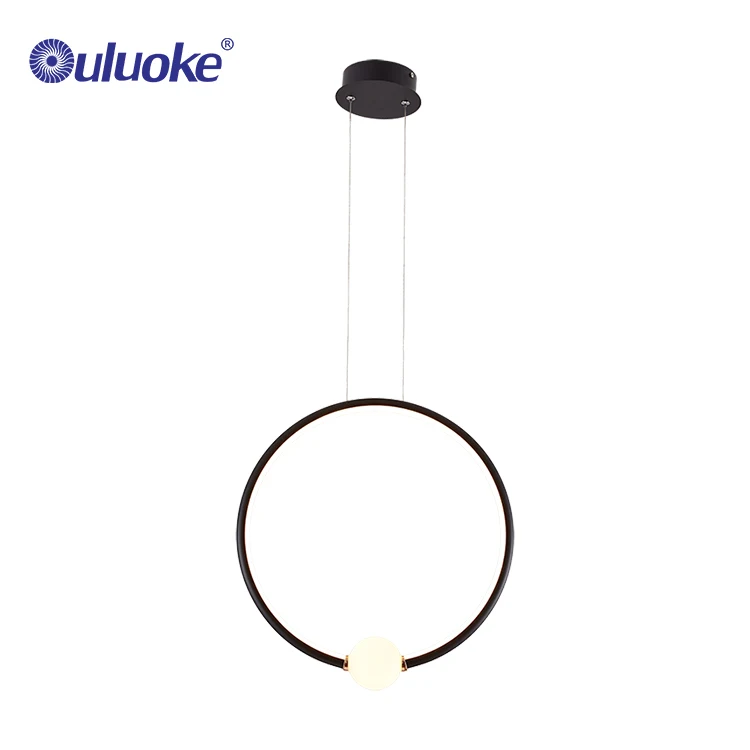 Nordic Indoor Lighting Modern Round Ring LED Hardware aluminum glass pvc pendant lamp