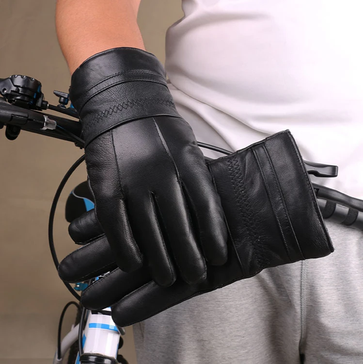 
Winter men leather warm windproof riding outdoors sheepskin gloves 