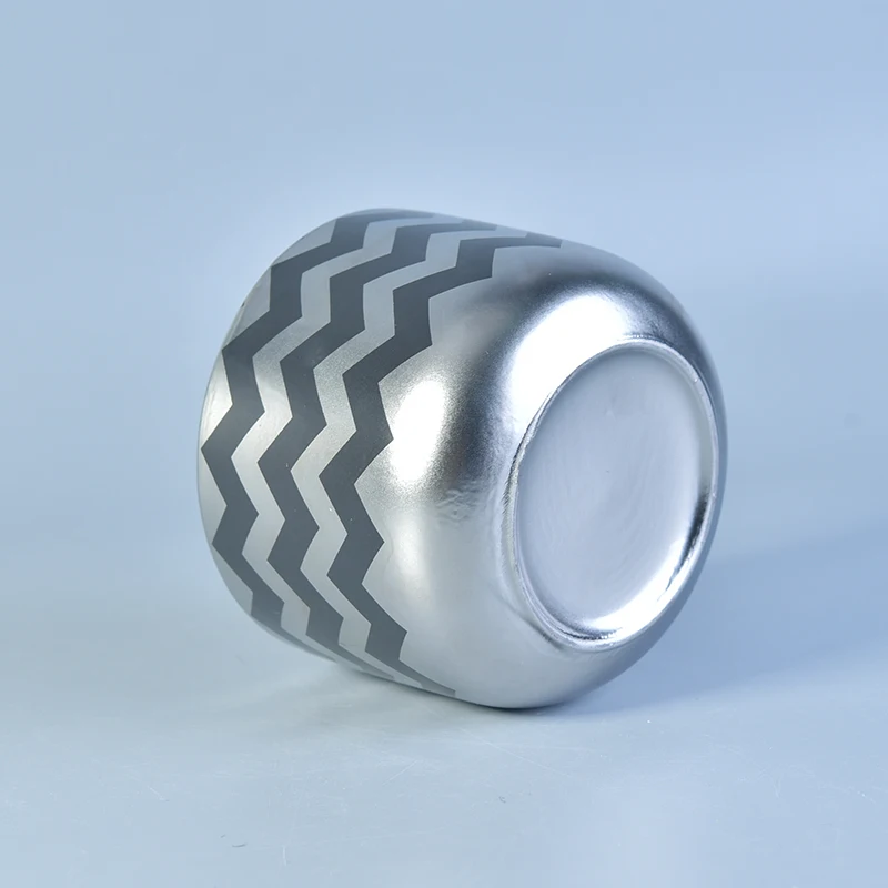 Customized Silver Ceramic Candle Jar With Printing