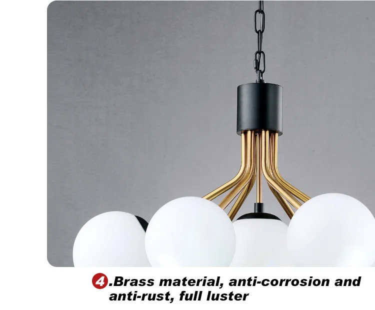 Hot Selling Modern Spider Shape Iron With Milk White Glass Ball Pendant Lamp