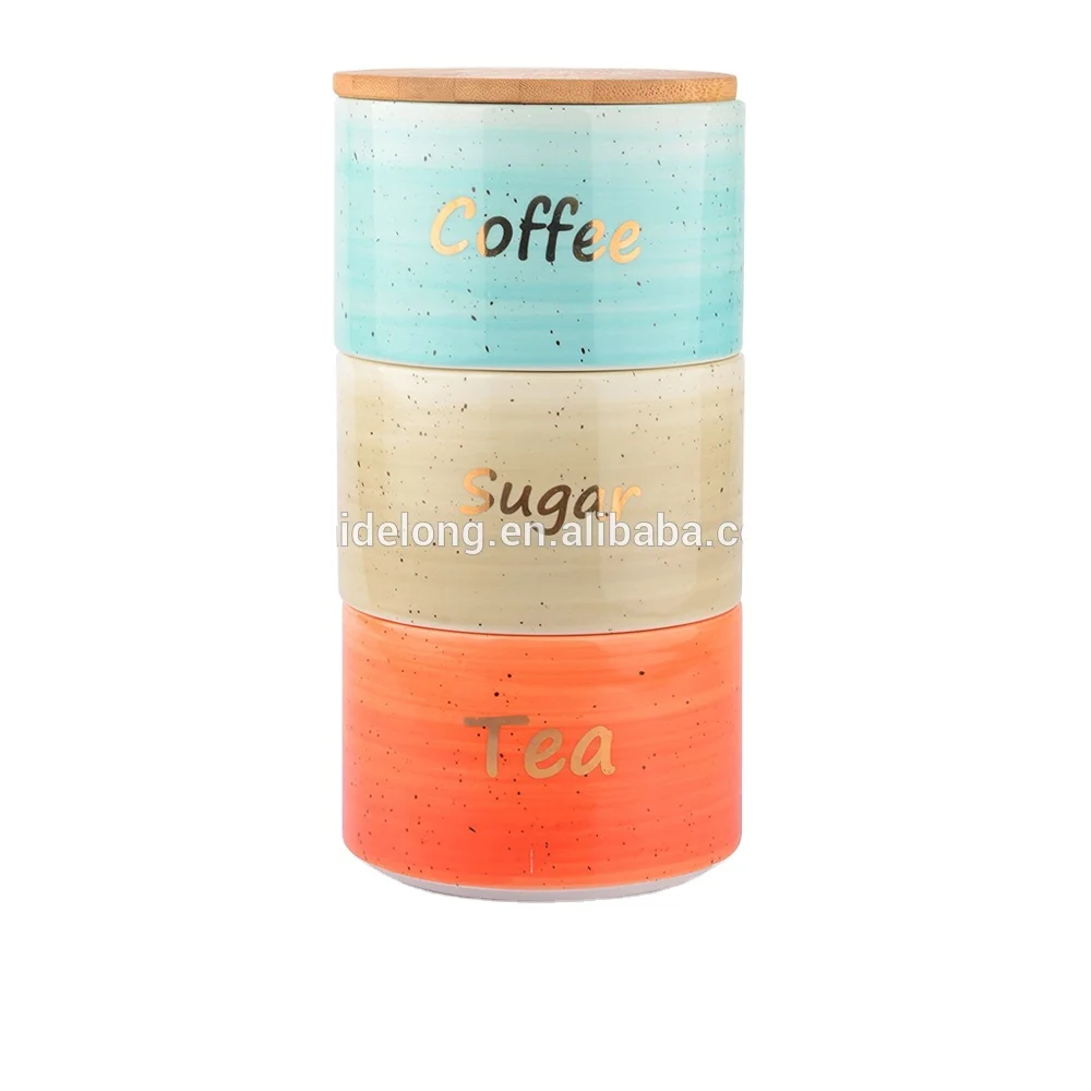 tea coffee sugar stackable canisters