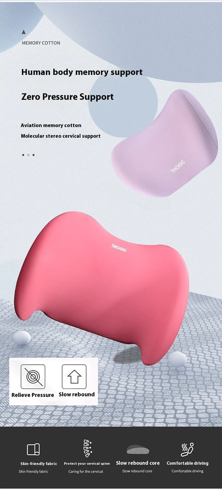Car Headrest Neck Pillow Summer Driving Airline Grade Neck Cushion Leather Material for Car and Aviations Seat manufacture