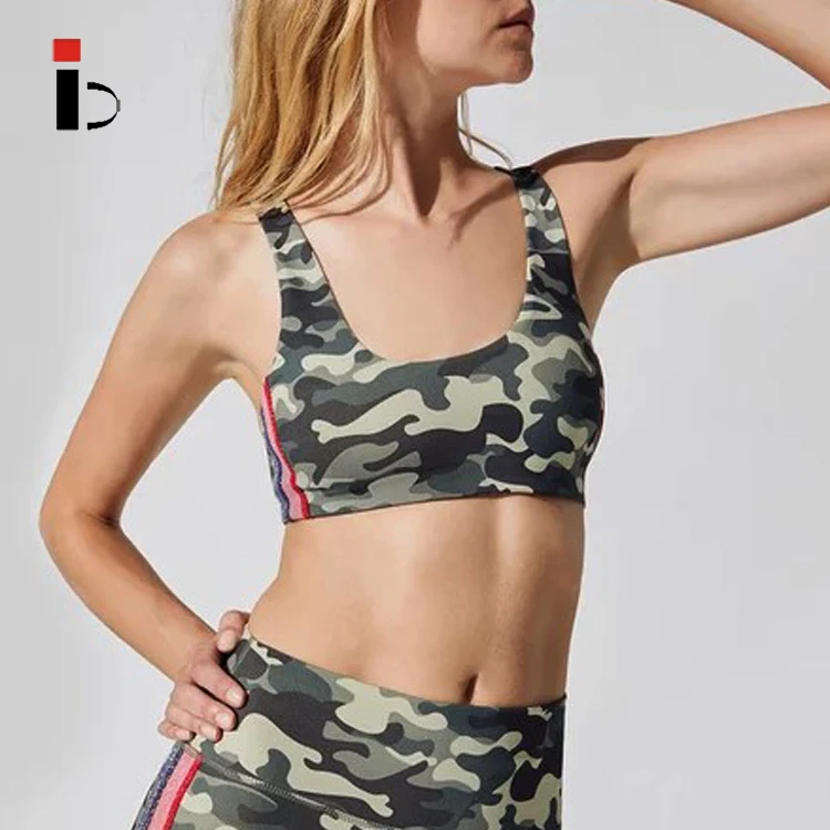 green camo sports bra