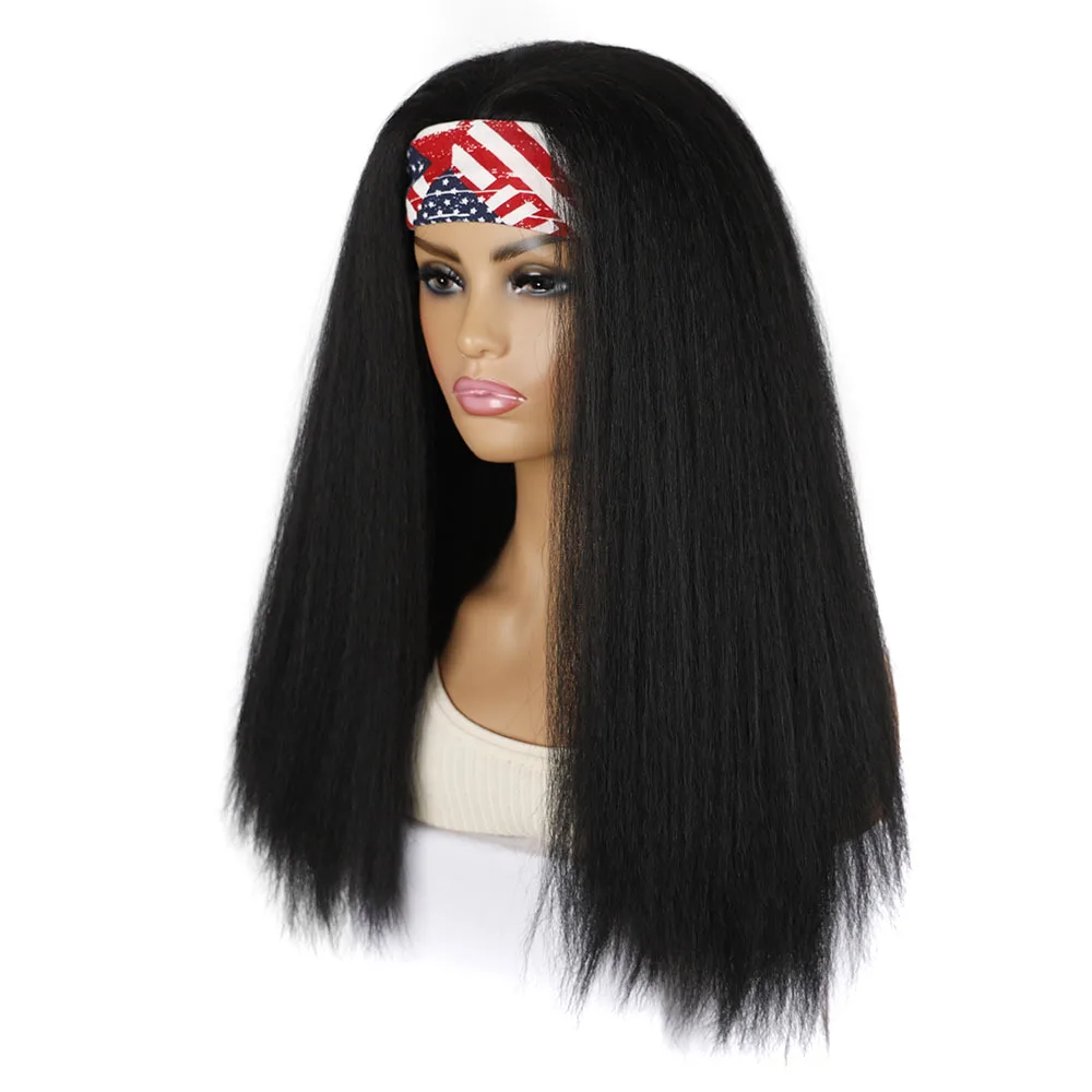 Women's Cornrow Puff Afro Turban Wig with Silk Headband - Synthetic ...