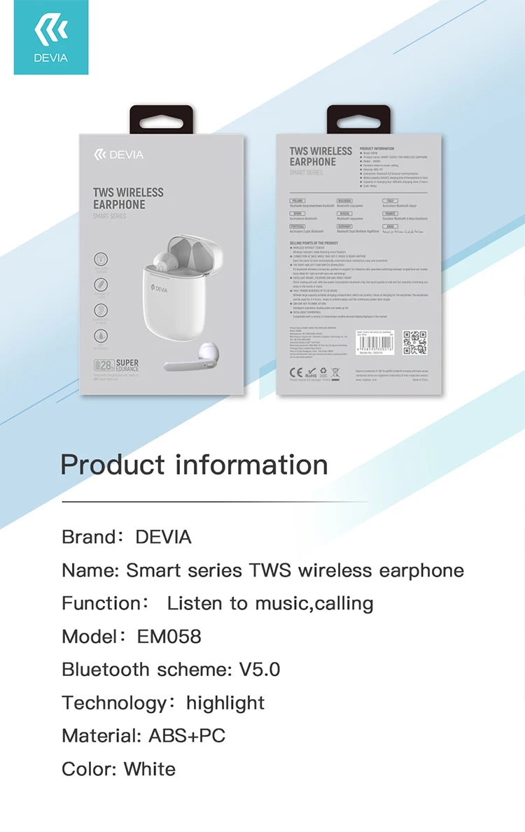 devia 5.0 tws wireless bluetooth earphone