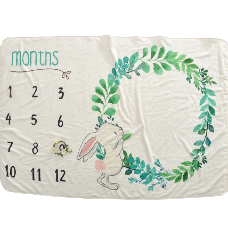 
Dye Easily Washed Velvet Touch Feel Warm Flat Screen Printing Milestone Blanket 