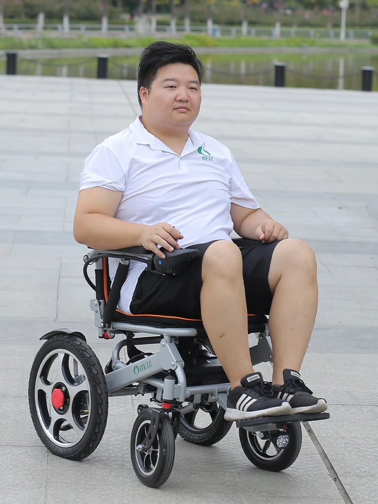 2023 New Trending Light weight portable wheel chair with remote controller for disable foldable airplane electric wheelchair factory