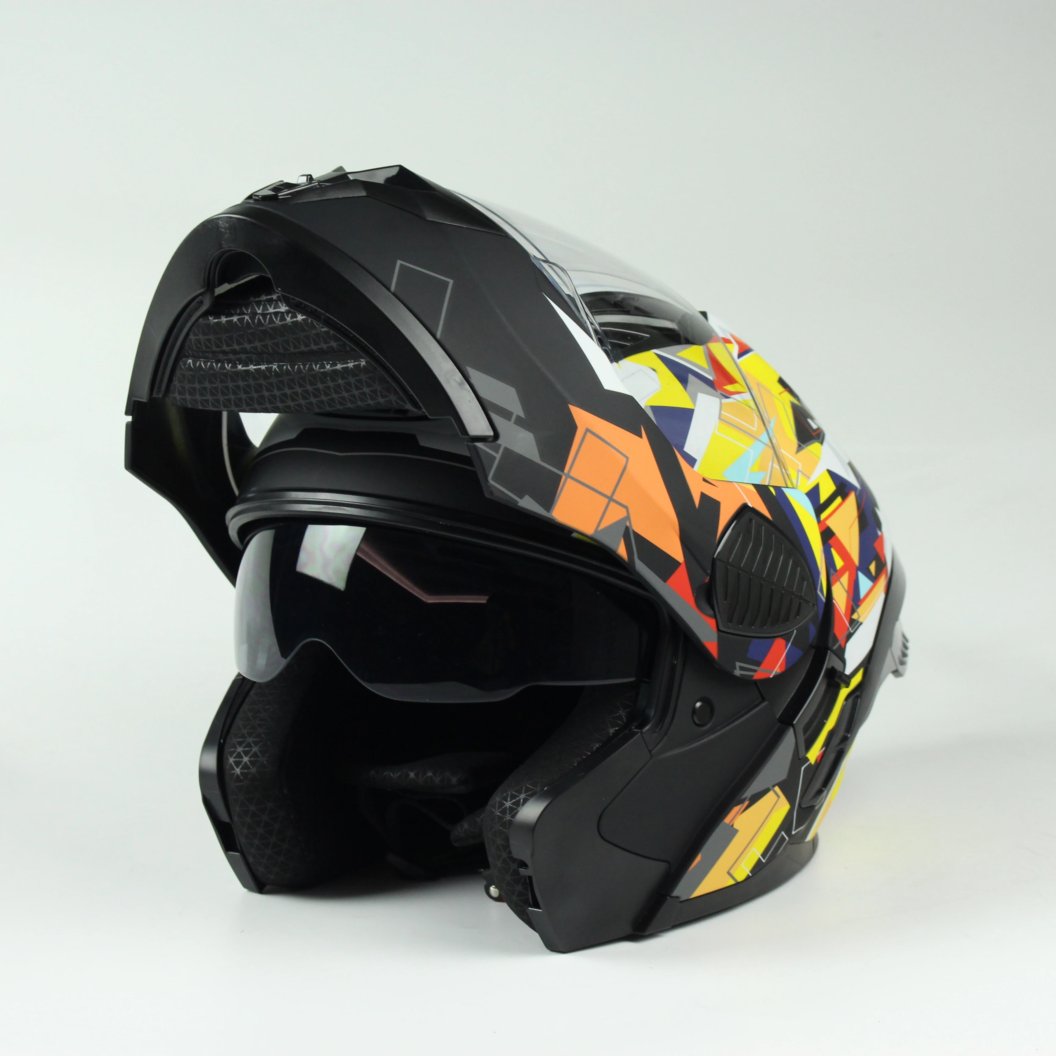 fold up motorcycle helmet 1Storm Dual Sport Modular Flip Full Face Dual Visor: HJK910 DSPORT Race Blue / S (55-56 cm 21.7-22.0 Inch) Helmet Size Chart M 22.4 inch to 22.8 inch(57 TRIANGLE Modular Motorcycle Helmets Full