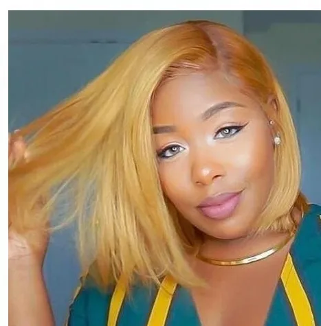 Chemical Fiber Black Brown Yaki Bob Wig Premium Fine Short Afro Blonde Wig
