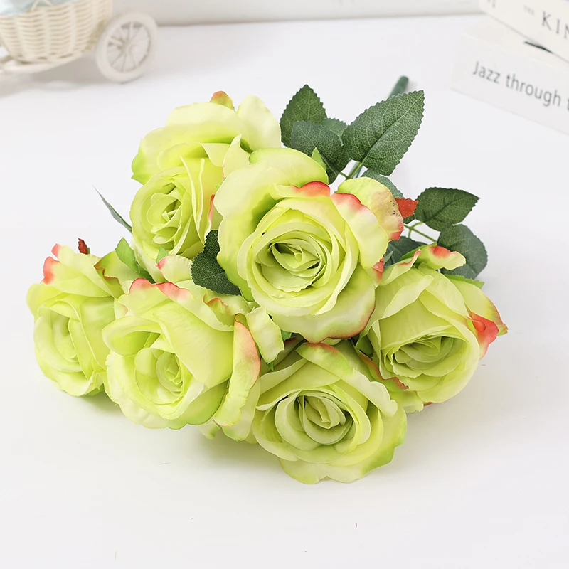 Artificial 7headed Rose Home Garden Decoration Plants Wholesale