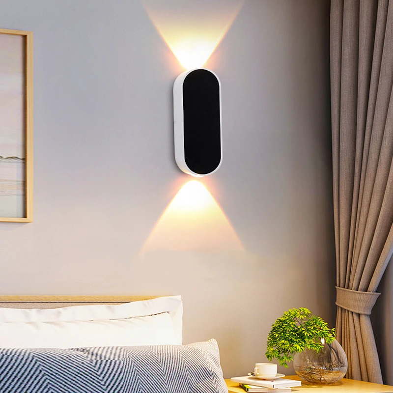 high quality 2019 indoor decorative  white acrylic modern nordic hotel bedside fancy wall light up and down led wall lamp