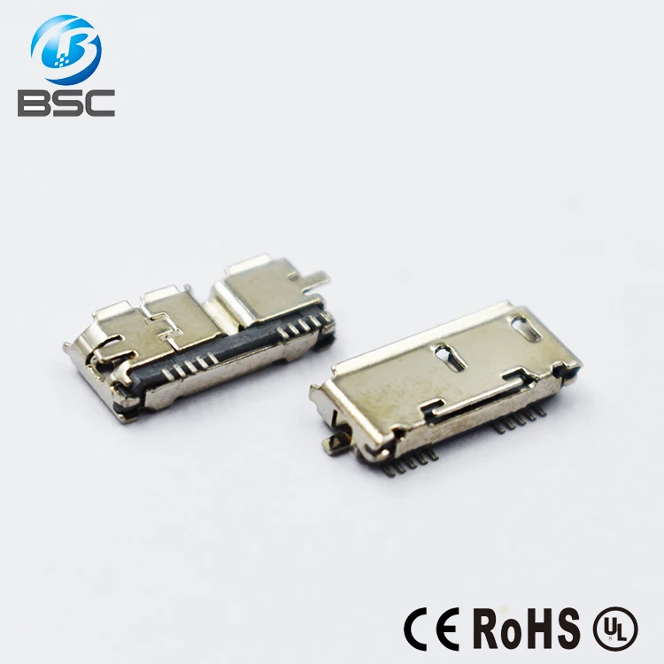 5x Connecteur à souder micro type B USB femelle 180°/ 5x Female connector solder 