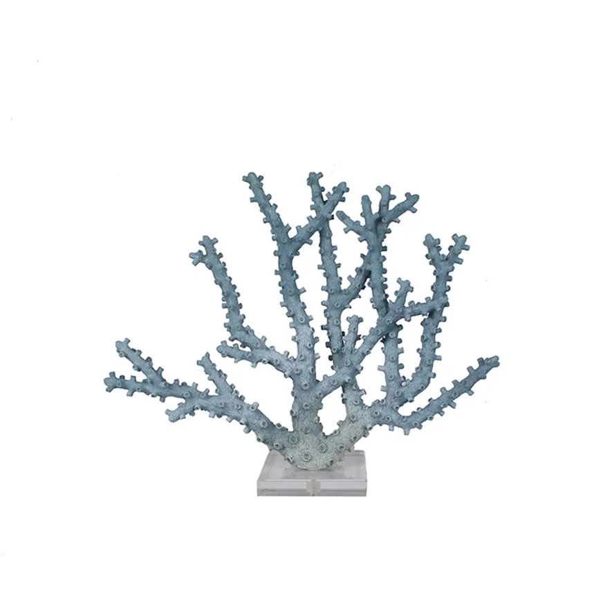 Modern artificial resin white coral statue  acrylic base ornaments for decorations supplier