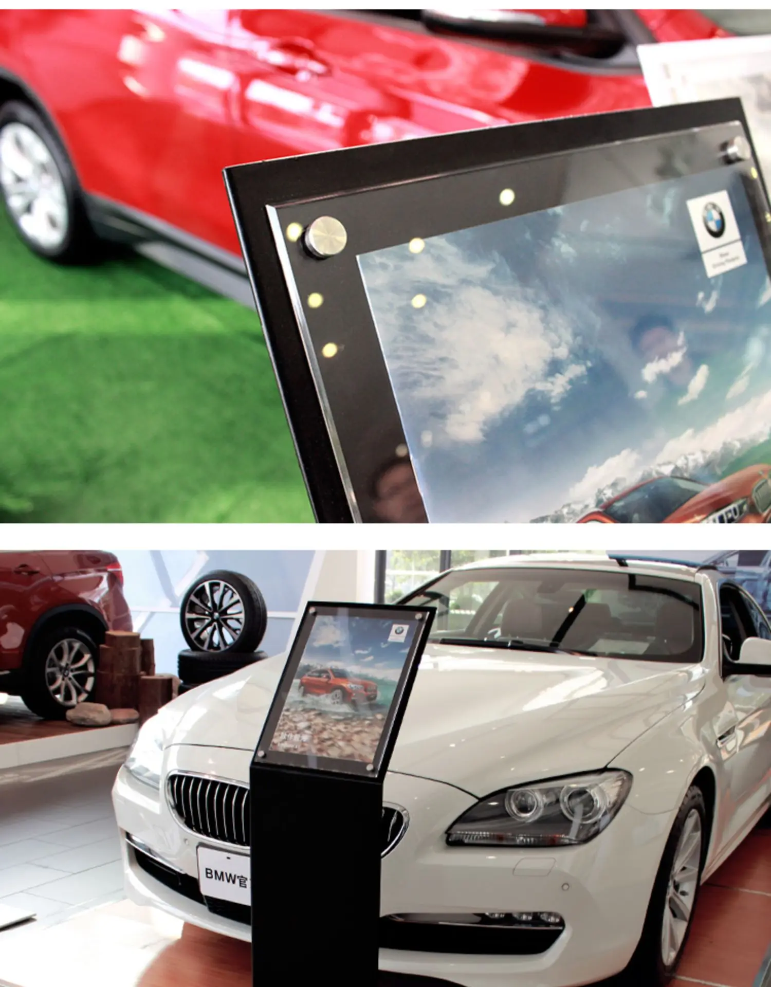 Acrylic Info Display Stand For Car Vehicle Information Seat Parameters Wood Material For Shelf