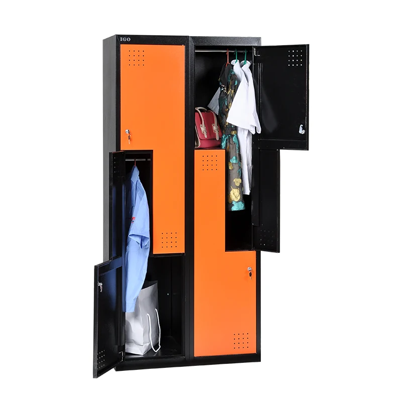 Custom Steel Wardrobe Z Shape Locker With Stand Foot Or Sloping Top