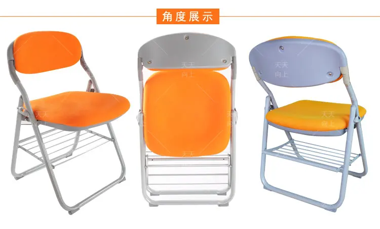 Metal Folding Chair with Sponge Padding Nesting Conference Chair Versa Cloth Soft Seat Chair Robust Tube Frame