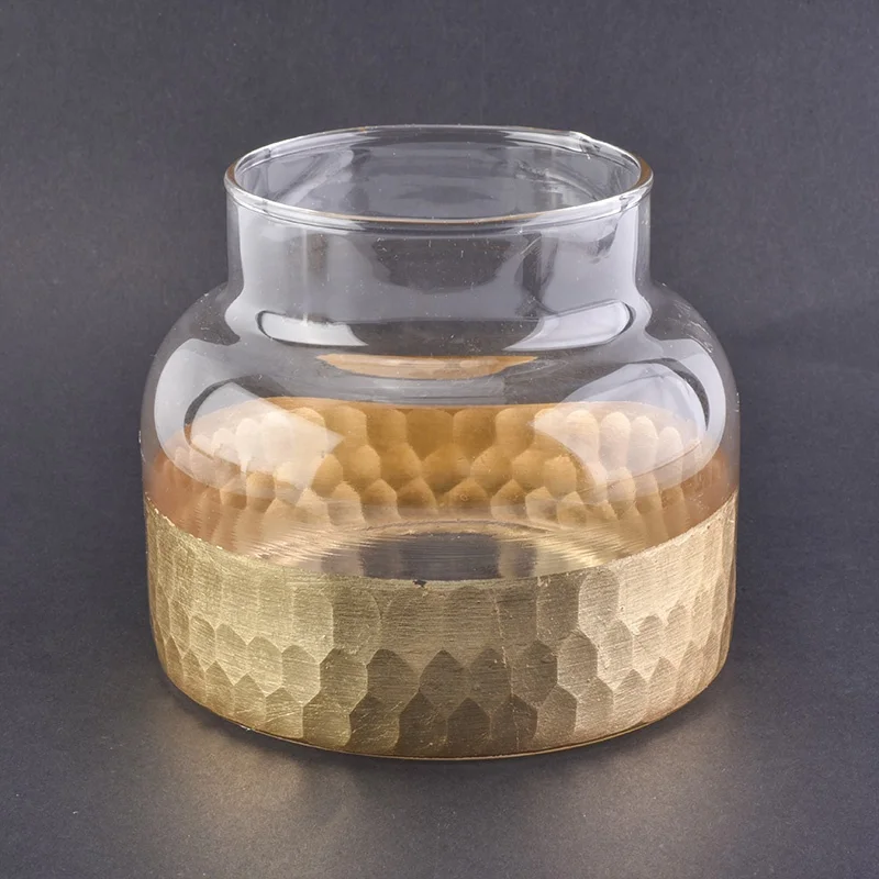Crystal gold glass candle jar home decor