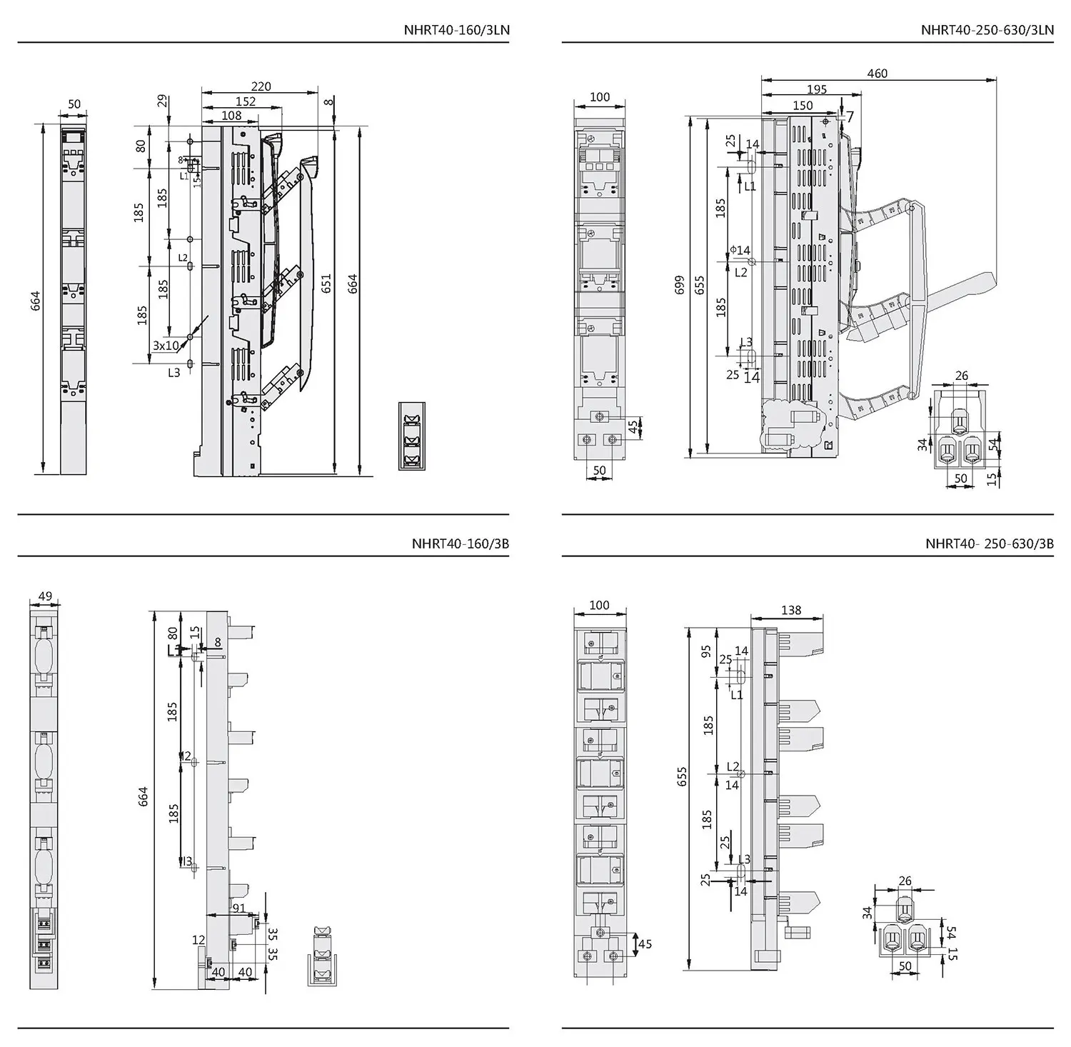 Chint NHRT40 NHRT40-160/3 NHRT40-250/3 NHRT40-400/3 NHRT40-630/3 160A 250A 400A 630A CHNT Vertical Fuse Switch Disconnector