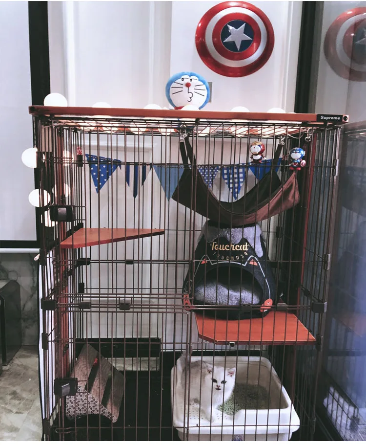 Luxury Indoor Wooden Big Breeding Diy Cat Cage Cat Show Condo 3 Layer