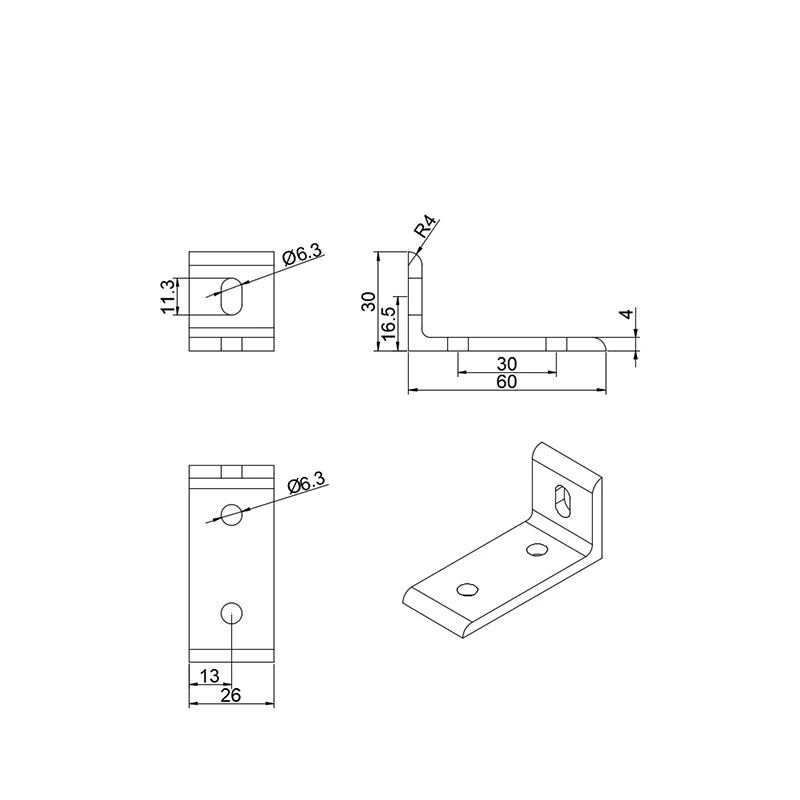 3 Hole Slottedc L Shape Corner Bracket 90 Degree Wall Mount Bracket For ...