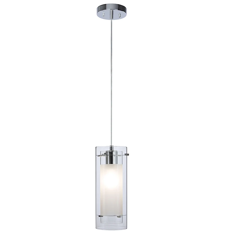 Contemporary Mini Hanging Pendant Lamp Cylinder Dual Glass Kitchen Pendant Light