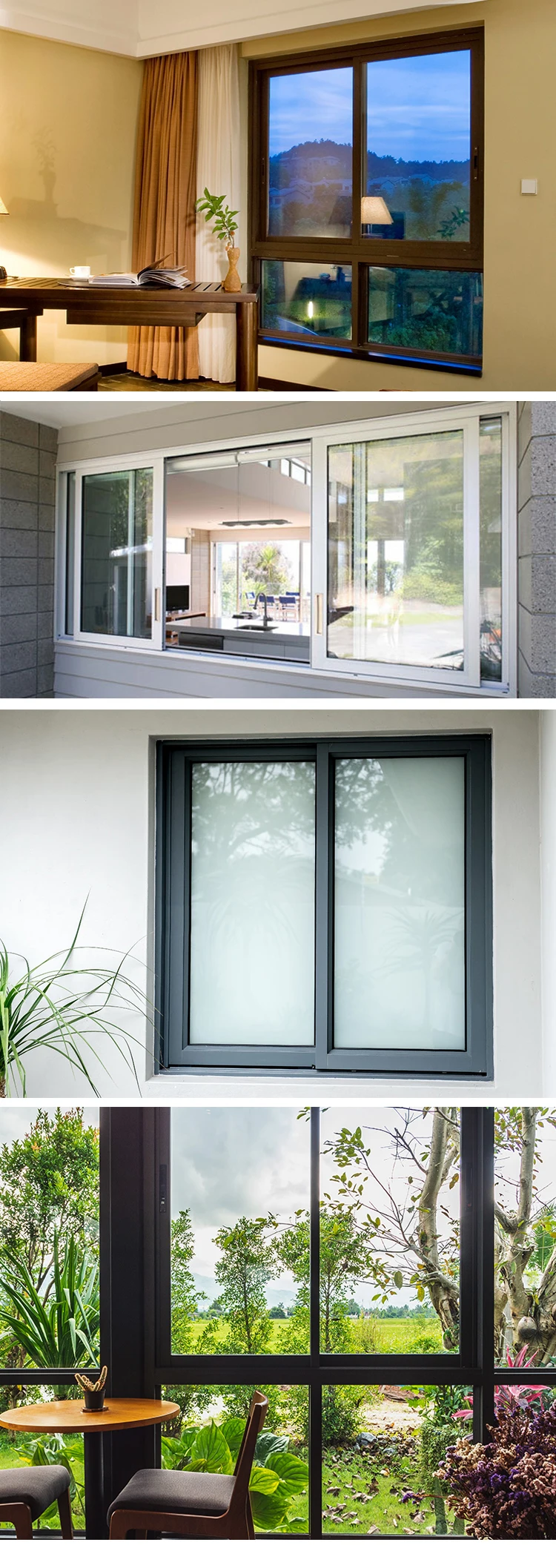High Quality Double Glazed Tempered Glass custom made colors Sliding Windows for House